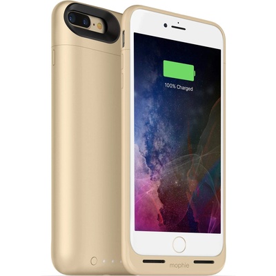 mophie Juice Pack Air - удароустойчив кейс с вградена батерия 2420mAh и безжично зареждане за iPhone 8 Plus, iPhone 7 Plus (златист)