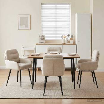 vidaXL Обедени столове 4 pcs Кадифе Кремаво 59 x 59, 5 x 90 см (3428243)