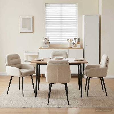 vidaXL Обедени столове 4 pcs Кадифе Кремаво 59 x 59, 5 x 90 см (3428243)