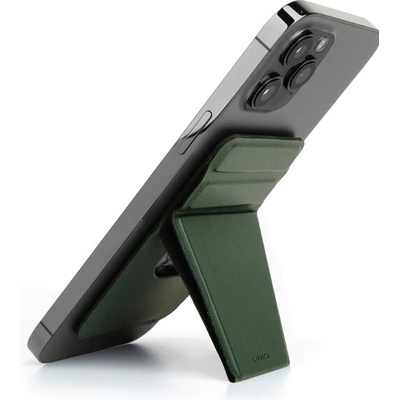 Púzdro UNIQ LYFT MagSafe stojanček so slotmi platobnú kartu tmavo zelené
