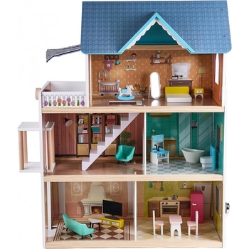 Hape Къща за кукли Hape - С LED светлина, 18 части (H841432)