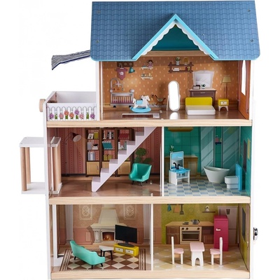 Hape Къща за кукли Hape - С LED светлина, 18 части (H841432)