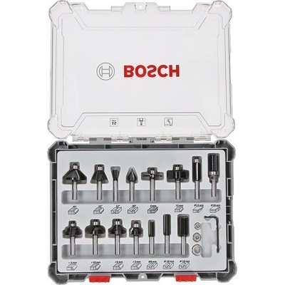 BOSCH Sada frézovacích bitu, 15 ks, smíšené, 8 mm drík - 2607017472