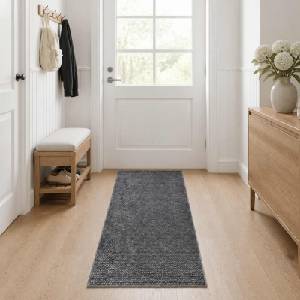 vidaXL Килим Антрацит 50 x 400 cm 100% полиестер 3 mm Пере се (42041681)
