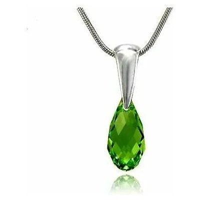 Swarovski Elements Stříbrný náhrdelník visací zelená slza, kapka 34252.3 Erinite