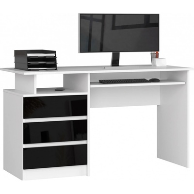 Ak Furniture CLP 135 cm bílý / černý akryl vysoký lesk