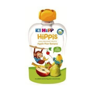 HiPP Био плодова закуска hipp, Ябълки, круши и банан, 100гр, 9062300433743