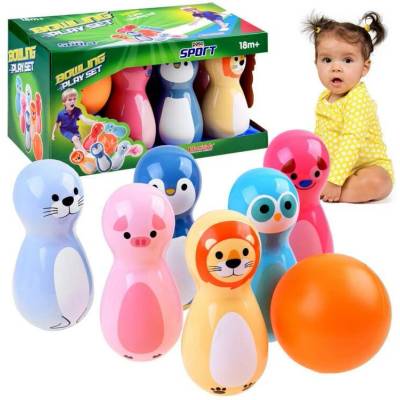Jokomisiada Barevná chrastítka Animal Bowling 6 ks