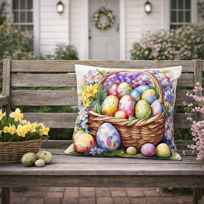 Eurofirany Veľkonočný vankúš vajíčka 505 viacfarebná Polyester 40x40