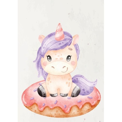Plakát Jednorožčí holčička na donutu