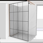 Mexen Kioto стена за душ кабина Walk-in 140 x 200 см, черна решетка 8 мм, четкана мед - 800-140-101-65-77 (800-140-101-65-77)