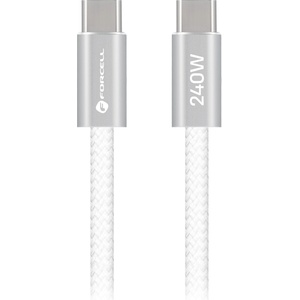 Forcell Кабел Forcell - F-Energy, USB-C/USB-C, 240W, 5A, 2 m, бял (5903396447464)