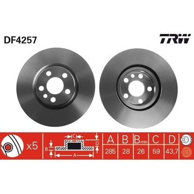 Brzdový kotúč TRW DF4257