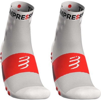 Compressport TRAINING SOCKS 2-PACK bielačervená čierna sivá