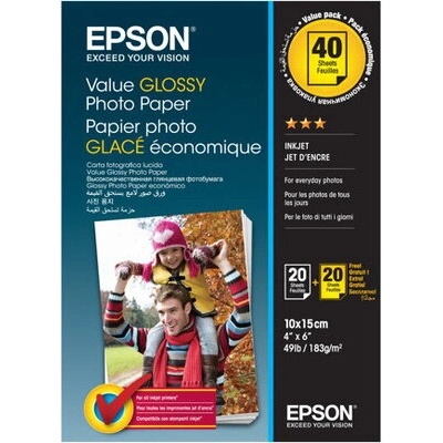 Epson Value Glossy Photo Paper 10x15cm 20 sheets x2 (BOGOF) (C13S400044)