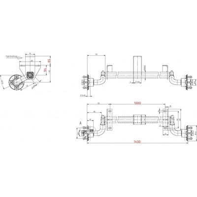 Náprava KNOTT VG 7 (750 kg) b 1000 mm, c 1430 mm, 100x4, stř. opěra (Handy 1,2,3,13,15,20) 600120 | Zboží Auto