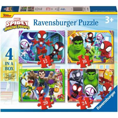 Ravensburger Пъзел Ravensburger от 24 части 4 в 1 - Спайди и невероятните му приятели (12001064)