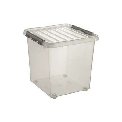 HELIT Úložný box "Q-line", transparentní, s víkem, s kolečky, 38 l, plast, H6163002