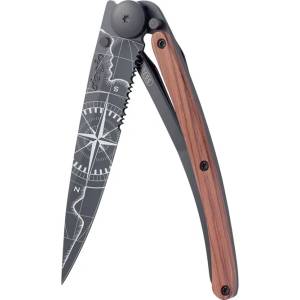 DEEJO 1gb554 tattoo serration black / Ултралеко джобно ножче с частично назъбено острие и татуировка (1gb554)