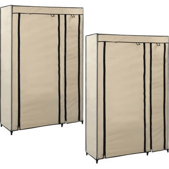 vidaXL Сглобяеми гардероби, 2 бр, кремави, 110x45x175 см, текстил (282424)