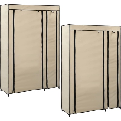 vidaXL Сглобяеми гардероби, 2 бр, кремави, 110x45x175 см, текстил (282424)