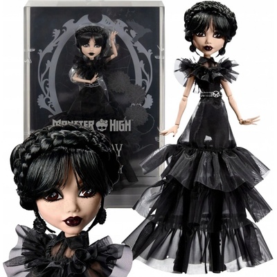 Mattel Monster High X Wednesday Addams v čierných šatoch Rave’N HXJ03