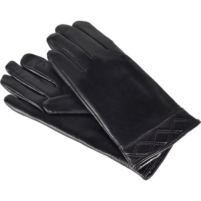 Semiline women leather antebacterial gloves P8209 black