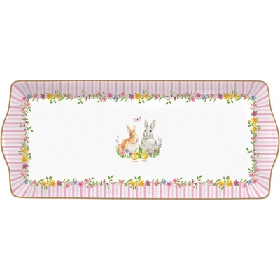 Easy Life Velikonoční podnos obdélník se zajíčky Happy Easter 35x15cm