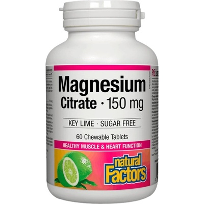 Natural Factors Magnesium Citrate 150 mg [60 Дъвчащи таблетки]