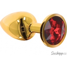 Taboom Bondage in Luxury Butt Plug with Diamond Jewel Gold Red S