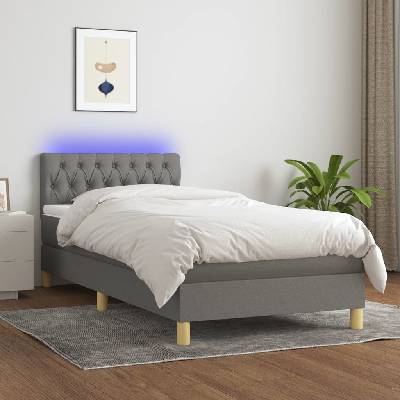 Petrashop 3133918 boxspring postel s matrací a LED tmavě šedá textil