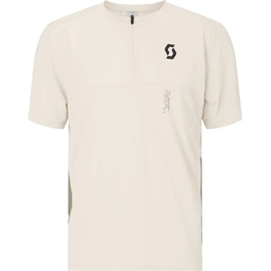 Scott Мъжка фланелка с къс ръкав за колоездене Scott Tee Vertic Zip S/S Cycling jersey - Cotton White / Toast Beige (056-4081-0113)