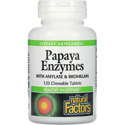 Natural Factors Папая Eнзими с Амилаза и Бромелаин 120 дъвчащи таблетки | Natural Factors (1749 NF A)
