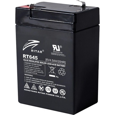 Ritar Power Акумулаторна батерия Ritar Power RT645, 6V, 4.55Ah, AGM, T1 конектори (RT645)