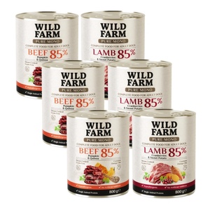WILD FARM PURE MONO - микс от вкусове 6x800 г монопротеинова храна за кучета