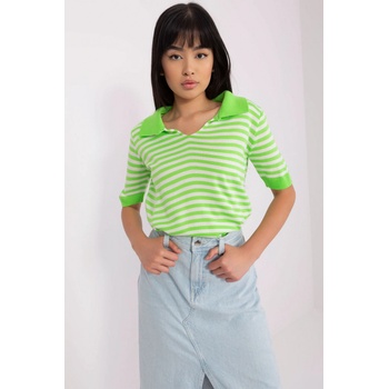 BADU Pletené tričko s límečkem světle zelená