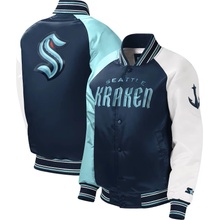 Seattle Kraken Starter Youth Raglan Full-Snap Varsity Jacket Deep Sea Blue