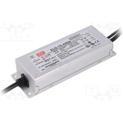 MEAN WELL ELG-75-42DA Napájecí zdroj: spínaný; LED; DALI; 75W; 42VDC; 1,8A; 100÷305VAC