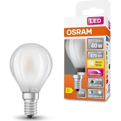 Osram 4058075603196 Matná LED žárovka s redukcí modrého světla E14 3,4 W CLAS P, teplá bílá