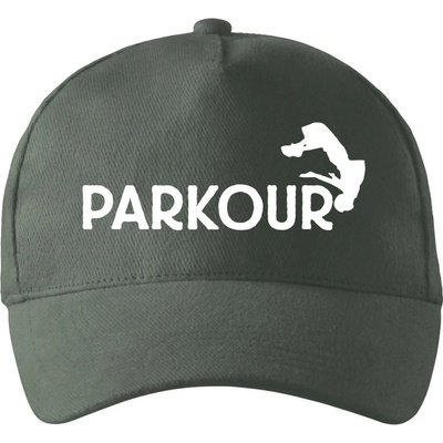 Parkour salto so zahnutým šiltom a mosaznou sponou Tm. bridlica šedozelená