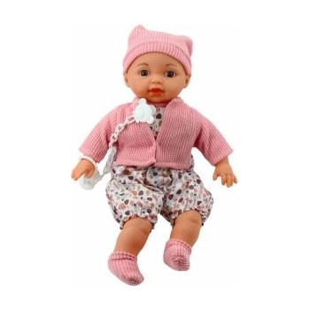 LEAN Toys Baby Doll Sweater Hat Pacifier Chain Pink 40cm