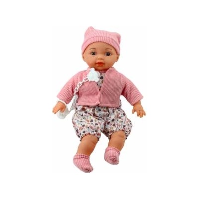 LEAN Toys Baby Doll Sweater Hat Pacifier Chain Pink 40cm