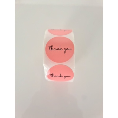 Самозалепващи етикети на ролка с надпис " thank you"