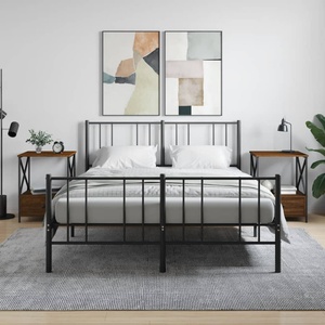 vidaXL Нощни масички, 2 бр, кафяв дъб, 50x41x65 см, инженерно дърво (826092)