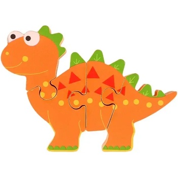 Orange Tree Toys Дървен пъзел Orange Tree Toys - Стегозавър, 4 части (OTT06784)