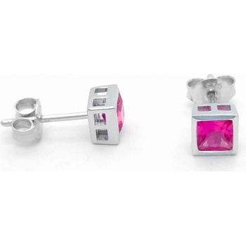 Šperk Holíč strieborné náušnice s kamienkom tmavo ružový N10-1