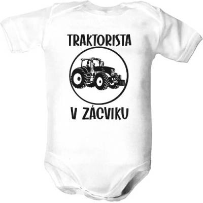 T shock Dětské body s potlačou Traktorista v zácviku body dětské Bílá