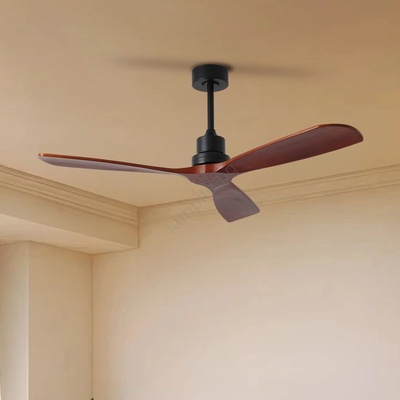 ZEVENTI - Таванен вентилатор LIONI Wi-Fi Tuya черен/дъб + дистанционно управление (ZV0045)