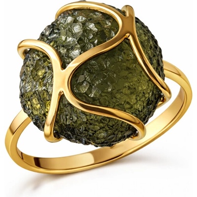 Vltavín Moldavite Zlatý prsten s vltavínem P27 0004