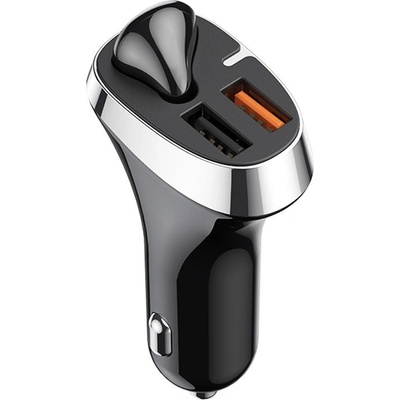 JOYROOM Зарядно за кола Joyroom JR-CP2, С безжични слушалки, 2x USB, Bluetooth 5.0, 30W, 2.1A, Quick Charge 3.0, Черен (6941237109149)